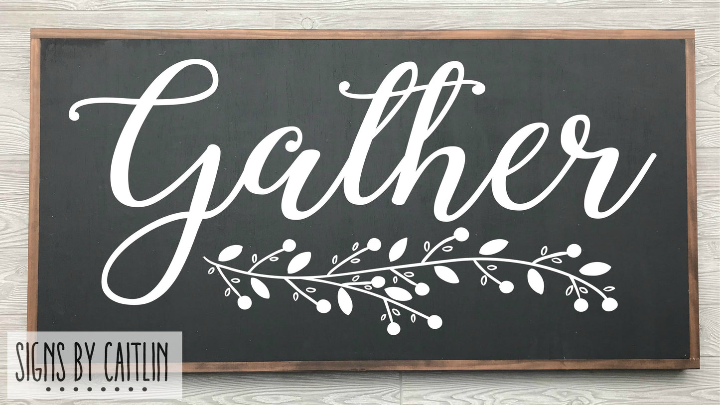 Gather Framed Wood Sign {Black Sign}