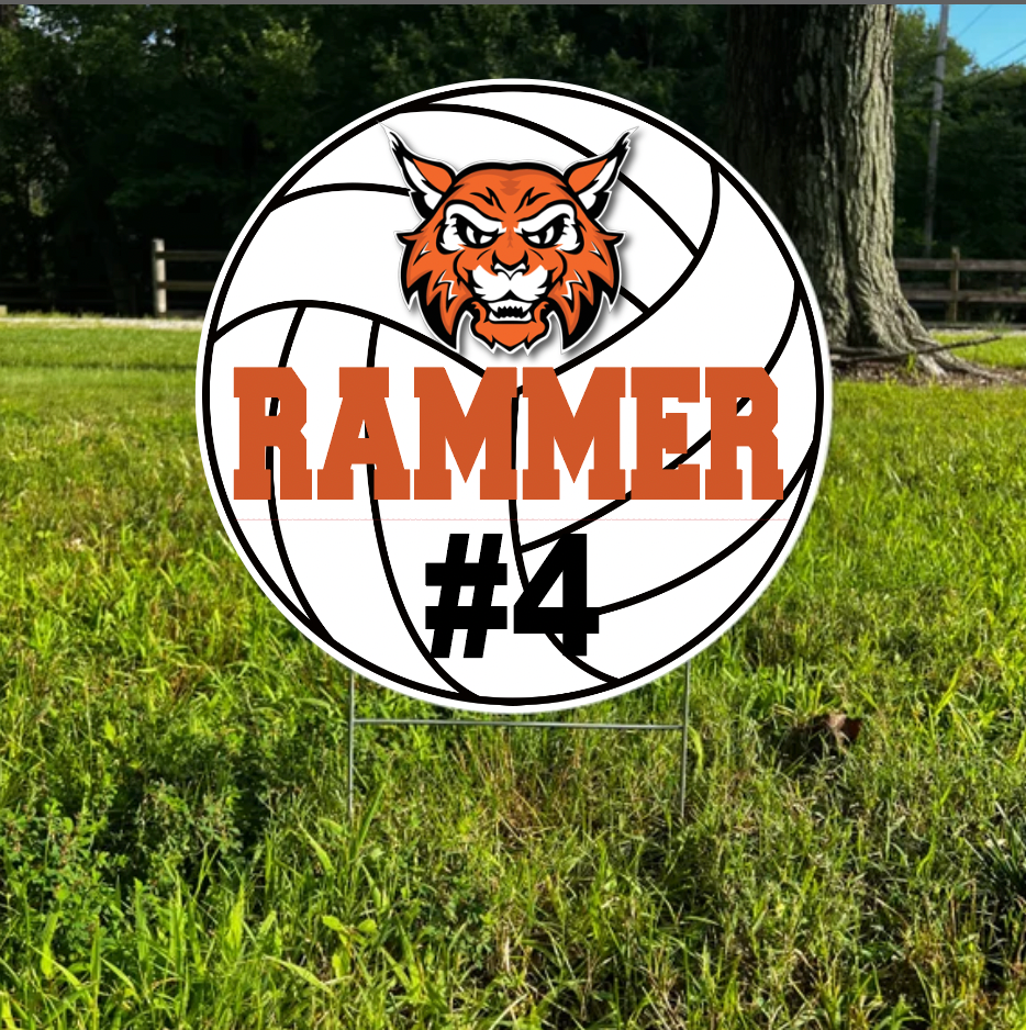 Name & Number Round Volleyball Wildcat Yard Sign