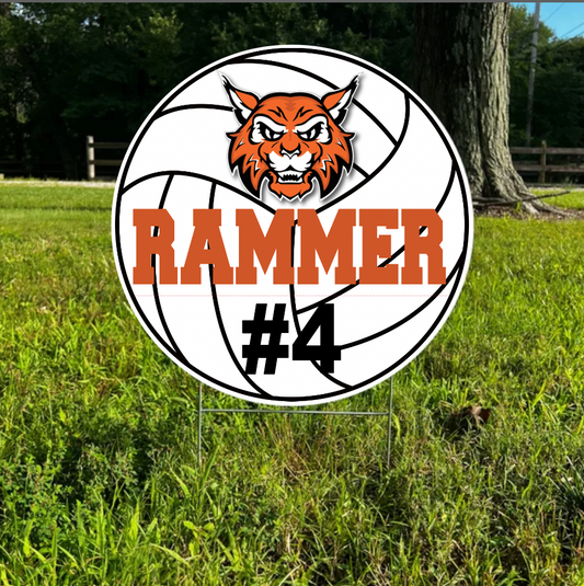 Name & Number Round Volleyball Wildcat Yard Sign