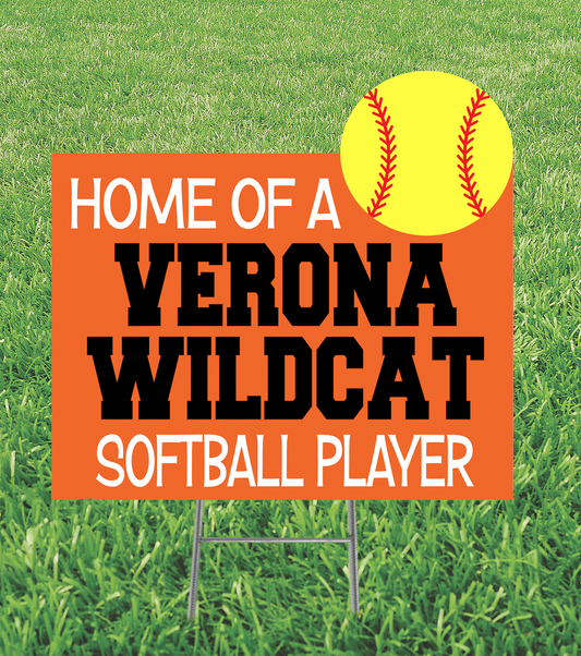 Home of a Wildcats Softball Player Yard Sign